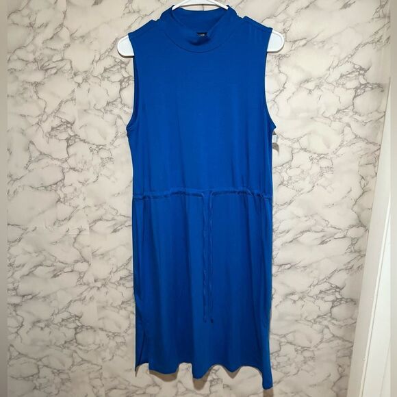 EILEEN FISHER Mock Neck Tie Waist Sleeveless Dress size S/P - Picture 2 of 10